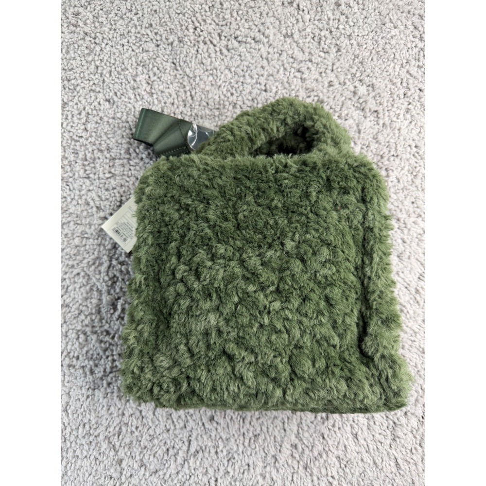 A New Day Olive Green Faux Shearling Crossbody Bag Faux Fur Tote Handbag NWT